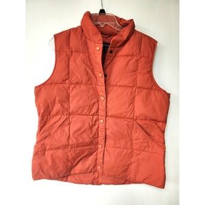 Lands End Goose Down Vest‎ Orange Womens Size M 10-12